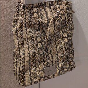 snakeskin bucket bag